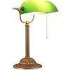 KIDOZI Tabella lampada-Antique tradizionale disegno semplice di banchieri scrivania Lampada da tavolo con rame Base e Ombra verde smeraldo di vetro (la linea di tiro Switch) E27 Desk Lampada LED (Livello ene