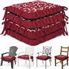 HAND Set 4 Cuscini per Sedie con Lacci Antiscivolo, Sfoderabili, Imbottitura Inclusa, Dimensioni con bordi 45x45 cm, Adatto per Cucina, Interni ed Esterno (Bordeaux Firenze)