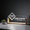SHENGBEIDZ Targhetta For Nome Da Scrivania Con Logo Aziendale Personalizzato Con Base In Legno, Accessori For Ufficio Con Luce Notturna A LED Di Marca Aziendale Personalizzata, Cartello In Legno Acrilico(A1)