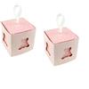 C.X.Y. 50 Scatola Cubo Portaconfetti Orsetto Cuore Cartoncino La Finestra Bomboniera Nascita Battesimo Ideale Regalo (Rosa)