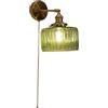 TONFON Lampada da parete in vetro verde Lampada da parete in ottone in stile giapponese Applique da parete vintage con interruttore a catena for camera da letto, soggiorno, studio, sala da pranzo, cor