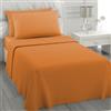 L'ANTICO ARCOLAIO - Lenzuola Letto Singolo 100% Cotone (Arancione) Completo con Federe Cuscini, Set Anallergico e Antiacaro, Colore Tinta Unita, Manifattura Made in Italy con Fibra Naturale