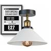 DC VOLTAGE Lampada da Soffitto Moderna Semi Incasso con Paralume a Cono in Metallo 22cm Attacco Lampadina E27, Plafoniera Facile da Installare per Ingresso Soggiorno (Bianco)