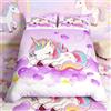 Loussiesd Set di biancheria da letto per ragazze con unicorno, per bambini, letto singolo, set copripiumino con stampa di animali per letto da donna, set di biancheria da letto magico con unicorno e cuore viola