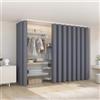 Generic Tinta Unita Tenda Antipolvere per Scaffale Tenda per Cabina Armadio Privacy Ripple Piega con Binario Regolabile per Libreria Cucina Cabina Armadio(Dark Gray,W 300 cm x H 270 cm)
