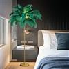 CIYEFHSEF Lampada da terra /in piuma di struzzo naturale piantana per arredamento camera letto ragazza, luce terra con finitura oro, luce d'atmosfera 3 temperature colore con interruttore pedale (verde )