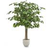 MAIA SHOP Ficus artificiale 105 cm, pianta finta da interno con tronco naturale, albero decorativo realistico per casa ufficio hotel
