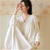 STJDM Camicia da Notte in Cotone Vintage Vittoriano da Donna, Indumenti da Notte in Pizzo Retrò Bianco, Abito Lungo M