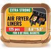Baker's Signature Fodere per friggitrice ad aria per Ninja Foodi Dual - 125 pezzi di carta pergamena usa e getta per Ninja DZ201 DZ401, Instant Pot Vortex Plus, PowerXL Vortex, antiaderenti e a prova di olio per una