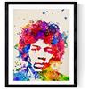 Nacnic stampa artistica in stile acquarello del volto di Jimi Hendrix. Colori vivaci. Ritratto. Immagine stampata su Carta da 250 Grammi di Alta Qualità.