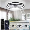 Daromigo Ventilatore da Soffitto con Luce, 50cm Dimmerabile LED Plafoniere con Telecomando e APP, 3 Colori 6 Velocità Silenzioso Lampadario con Ventilatore da soffitto con Lampada
