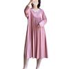 SHWING Camicia da Notte,Sleepdress in Cotone a Maniche Lunghe a Maniche Lunghe a Tinta Unita Donne comode Homewear Loose Big Dress (Rosa, 6XL (100-120kg))