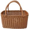 Generic Cesti intrecciati in vimini, cesto portafiori in rattan per il mercato con manici, cesto portafiori rettangolare portatile, borsa a mano in paglia per la spesa di frutta e regali (S)