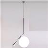 TOT ELECTRIC Lampadario a sospensione Argento in metallo con Sfera in Vetro bianco attacco E27 design moderno minimal (Ramo)