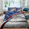 Loussiesd Set di biancheria da letto con copripiumino bandiera americana per letto singolo, motivo 3D, motivo bandiera federale, ultra morbido, rustico, increspato, per adulti, adolescenti, bambini