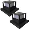MARKELL Lampada LED A Luce Solare da 2 Pezzi per Recinzione, Cancello, Pilastro, Testa, Lampada A LED, in Plastica Nera, per Cancello, Patio, Giardino, Parete