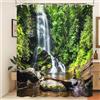 Xiaoterna Tenda da doccia natura Primavera Cascata Tenda da bagno Giungla tropicale verde foresta paesaggio muschio pietra fiume lavabile tenda da doccia Decorazione bagno impermeabile 150x200cm