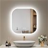 EMKE Specchio da bagno con illuminazione 60x60 cm, Anti-Appannamento, 3 colori di luce regolabili, luminosità regolabile, funzione memoria, risparmio energetico, Specchio LED Quadrato