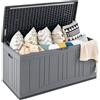 COSTWAY Baule da Esterno 300L Impermeabile in Resina, Cassapanca Contenitore da Esterno con Pistoni a Gas, Predisposizione per Serratura e 2 Maniglie Laterali, Resistente, 114 x 55 x 61 cm (Grigio)