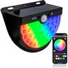 Ralertreik Luce solare esterna a LED RGB Jardin 3 modalità Controllo tramite APP Remoto Applique Solare con Sensore di Movimento IP65 Impermeabile per Giardini, Porte, Patio, Garage, Vie 7 Programmi di Luce