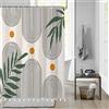 Bovlleetd Astratto Metà Secolo Tenda da Doccia con Nappa Arco Modello Beige Moderno Minimalista Home Decor Set con 12 Ganci Lavabile Durevole Tessuto di Poliestere 180x200cm