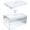 S.I.C Scatola Portaoggetti Trasparente Pieghevole,Scatole Immagazzinaggio Plastica,Organizer per Bagagliaio Auto,Armadi,Casa,Dispense,Ufficio (50x36x26 cm, Bianco)