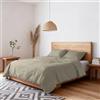 TESSILBOSIO Parure Copripiumino Matrimoniale - Copri Piumino 250x200 + Patella e 2 Federe 50x80 - Copri Piumone Microfibra No Stiro Effetto Stropicciato, Finiture Artigianali - Sacco Riutilizzabile (Sabbia)