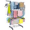 AND HOME Stendino a Torre con Piedi Antiribaltamento - Stendibiancheria Pieghevole in Metallo, Ali Modulari e Richiudibili, Ruote Pivotanti, 18 m di Stenditura, Portata 25 kg - Ideale Per Famiglie, Grigio