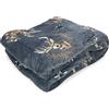 Tex family Plaid Sherpa Cervi Grigio - Coperta in Pile Morbido con Retro Agnellato - Stile Tirolese, Stampa Cervi e Stelle Alpine - Cm. 130x160