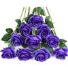 DuHouse 10 rose finte fiori di seta artificiali fiori di rosa finto fiore lunghi steli bouquet per organizzare matrimoni centrotavola festa casa decorazione cucina (Viola)