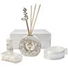 Generico Bomboniera Ametista Profumatore Calice 7x6 Cm Marmo Di Carrara Legno Naturale Scatola Essenza Confetti Nastro Bigliettino Personalizzato (Prima Comunione)