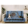 Seamar Copritutto Grande Moon & Sun Blu Copridivano, Copriletto Etnico 210x240cm 80% Cotone 20% Poliestere Telo Mare (Blu)