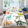 Loussiesd Set di biancheria da letto con dinosauri per bambini e ragazze,set di biancheria da letto per bambini e ragazzi, in morbida microfibra con 1 federa, cerniera