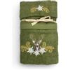Tex family Set Asciugamani Tirolese Cervo e Stelle Alpine Verde - Tirolo - Spugna 100% Cotone - Ricamo Made in Italy