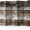 murando - Paravento Decorativo Monofacciale Scritte 225x172 XXL 5 Pannelli Divisori - Stampa su un Lato su Tela in TNT - Separe Divisorio per la Casa Simpatici Legno - Vintage f-C-0152-z-c