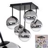 hofstein Plafoniera Chehalis, lampada da soffitto in metallo/vetro nero/fumo/trasparente, design retrò/vintage con ombrelli in vetro (Ø 15 cm), 5 LED G9, senza lampadina