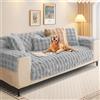 SHANNA Copridivano 3 Posti con Penisola Peluche di Coniglio, 2023 Nuovo Fodera per Divano Antiscivolo Antimacchia, Fur Cushion Covers For Livingroom Super Morbido Universale (Grigio Chiaro, 30x50cm)