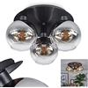 hofstein Lampada da soffitto Pascal, lampada da soffitto in metallo/vetro in colore nero/fumo, lampada moderna con paralumi in vero vetro/vetro affumicato (Ø 20 cm), 3 luci, 3 x E27, senza lampadina/e