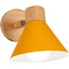 LIGKIN Lampade da Parete Interni Moderna E27 Applique da Parete Industriale Vintage Lampada da Parete Ruotabile in Legno Lampada a Muro per Camera Soggiorno Caffè, Ø18cm(Giallo scuro)
