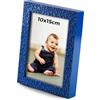 artemisia cornici - Cornice Portafoto 10x15 cm, Cornice Artigianale da Appoggio e da Parete in Legno Laccata Blu, Fantasia Cuoricini, Perfetta come Idea Regalo, Made in Italy