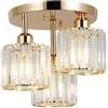 Hobaca Lampadario in cristallo moderno E26, lampada da soffitto a 3 luci con paralume in vetro, lampada da soffitto sospesa per soggiorno, lampada in vetro per camera da letto, cucina, corridoio