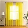 GYROHOME Tenda in voile trasparente con tasca per canna, filtro per la luce del sole, trasparente, per camera da letto, patio, set di 2 pannelli, giallo, 132 x 274 cm
