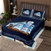 Homemissing Set copriletto nautico con motivo a barca a vela ad acquerello stampato copriletto trapuntato per bambini ragazzi ragazze decorazione camera oceano tema coperta avventura mare 3 pezzi matrimoniale