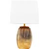 BRUBAKER lampada da tavolo o comodino - 38 cm - oro - base in ceramica - paralume in cotone bianco