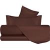 VANITA' DI RASO Completo letto Lenzuola di Raso Matrimoniale, Made in Italy, Lenzuolo piano 240x290cm + Lenzuolo Sotto con Angoli 160x190cm + 2 Federe a 2 Volani 50x80cm - Cacao