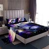 Loussiesd, Set di lenzuola per letto king size, spazio, lupo, galassia, acchiappasogni, 4 pezzi, include 1 lenzuolo e 1 lenzuolo con angoli con 2 federe, morbido, motivo: galassia viola 3D