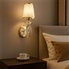 TEKHOME Applique da Parete Classica con Paralume in Tessuto, Stile Americano a Candelabro, Attacco E14, Struttura in Metallo Dorato, Lampada da Parete per Camera da Letto, Soggiorno e Corridoio E18