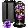 Maverton Rosa Stabilizzata con LED Personalizzata - Rosa Eterna nella Cupola di Vetro - Regalo Fidanzato Fidanzata Coppia - Regalo Anniversario Matrimonio Personalizzato con Dedica Incisa
