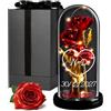 Maverton Rosa Stabilizzata in Cupola Personalizzata - Regalo Coppia Anniversario Matrimonio - Rosa Eterna con luci LED - Idee Regalo Fidanzato o Fidanzata - Dimensioni 21 cm x 11 cm