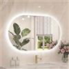 COSTWAY Specchio per Bagno con Luce 90 x 55 cm, Specchio Ovale da Parete Infrangibile con Oulsanti Touch, 3 Colori Dimmerabili, Antiappannamento e Vetro Temperato HD IP44 (80 x 50 cm, Modello 4)